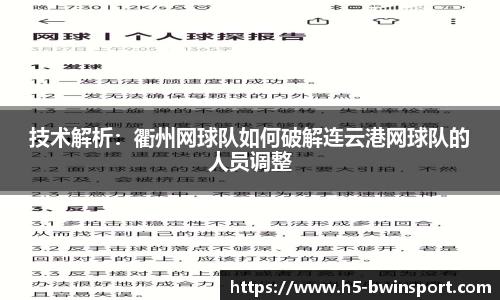 技术解析：衢州网球队如何破解连云港网球队的人员调整